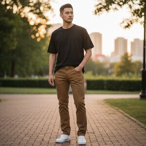 LOIS JEANS Homme 31x28 Brad Slim Pantalon Casual Kaki Brun Stretch